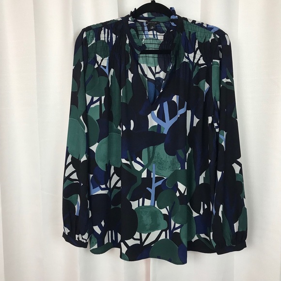 Ann Taylor Tops - Ann Taylor Blue&Green Long Sleeve Blouse Sz.M
